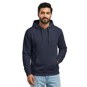 Sweat à capuche en polaire pour homme, poche personnalisée, mélange polyester/coton, séchage rapide, respirant, coupe classique, motif uni, hiver - Product Image 1
