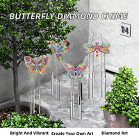 Kit de pendentif attrape-soleil et carillon à vent en cristal, motif paysage marin classique papillon, pour peinture diamant 5D DIY