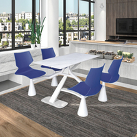 Cafétéria scolaire Table à manger contemporaine Chaise Combinaison Mobilier de restaurant Usage commercial 4 personnes Dessus en faux marbre