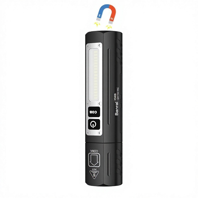 Rechargeable Magnetic Small Flashlight High Lumens Super Bright Powerful LED Tactical USB-C 8 Modes Dual Button Aluminum Body