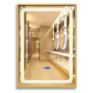 Hot Selling Rechthoek Aluminium Frame Voor Badkamer Glas Spiegel Led Licht Ijdelheid Mistvrije Douche Spiegel Met Led Miroir Spiegel