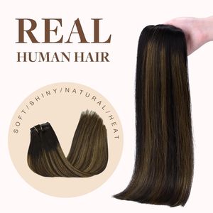 Extensiones de Cabello <span class=keywords><strong>con</strong></span> Clip, Extensiones de Cabello Remy <span class=keywords><strong>con</strong></span> Clip Sin Costuras, Trama de Piel PU, <span class=keywords><strong>Balayage</strong></span> Negro Natural a <span class=keywords><strong>Castaño</strong></span>, Gruesas e Invisibles - Product Image 2