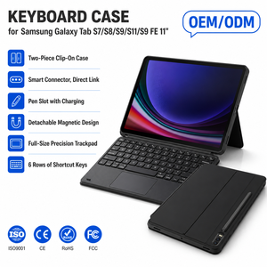 Étui clavier pour <span class=keywords><strong>Samsung</strong></span> <span class=keywords><strong>Galaxy</strong></span> Tab S9 S8 S7 11 pouces avec pavé tactile multi-touch, rétroéclairage 7 couleurs, support S Pen, <span class=keywords><strong>coque</strong></span> folio PT023 - Product Image 1