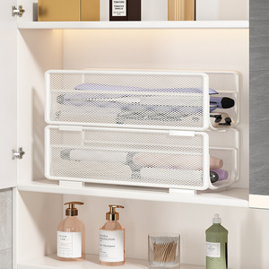 Estante de almacenamiento para rizadores de pelo, independiente, sin necesidad de taladro, forma rectangular, para productos de cuidado personal, estantes de baño - Product Image 3
