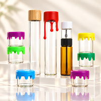 Pot en verre anti-odeur sur mesure, réduit les fuites d'odeurs, ralentit l'oxydation, pot en verre transparent pour herbes avec couvercle en bois et silicone
