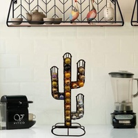Distributeur de capsules de café Nespresso en métal à pièces double face avec support de rangement pour dosettes de café Cactus Design