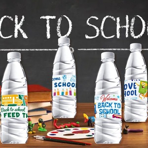 Etiquetas Adhesivas para Botellas de Agua LINDOJUNI para la Fiesta de Regreso a Clases, Estilo Pizarra, Etiquetas para Bebidas con Diseño de Bienvenida a la Escuela - Product Image 5