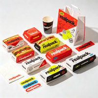 Boîte à hamburger en papier rigide jetable écologique, logo personnalisé, impression flexo offset, emballage pour la vente à emporter, restauration rapide, collations