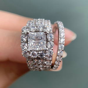 Pave Style <b>Ring</b> <b>Set</b> for Women Sparkling Stone Fashion Finger Jewelry Gift - Product Image 2