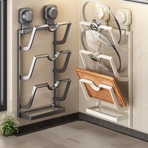 Support de rangement mural multifonctionnel pour planches à découper et couvercles de casseroles, à <span class=keywords><strong>ventouse</strong></span>, sans perçage, pour cuisine domestique - Product Image 1