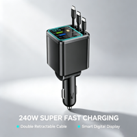 Chargeur de voiture Astree avec garantie de 3 ans, stabilisation du signal, câble Type C, charge rapide PD, affichage numérique, pour voitures