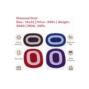 Alfombra de Piso Antideslizante de Poliéster Suave y Duradero, Diseño Ovalado de Diamantes, 14x23 Pulgadas, Color Sólido, para Hogar, Hotel, Baño, Auto, Navidad - Product Image 3
