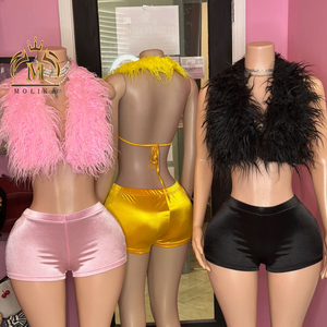 2025 nuovi arrivi pantaloncini da donna <span class=keywords><strong>Sexy</strong></span> Set Top e Shorts in pelliccia sintetica 2 pezzi Set da donna <span class=keywords><strong>Sexy</strong></span> due pezzi in pelliccia - Product Image 4