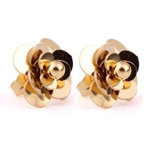 Fashion Flower <b>Stud</b> <b>Earrings</b> Rose Gold 10mm Stainless Steel Elegant <b>Earrings</b> For Women - Product Image 5