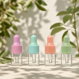 Glass Dropper <b>Bottle</b> with Colored Cap Empty Cosmetic Dropper <b>Bottles</b> for Serum Essential <b>Oil</b> Packaging Wholesale Bulk - Product Image 3