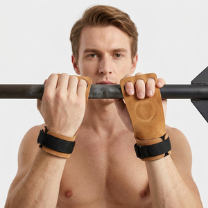 Heavy Duty Gym Workouts Training Cowhide Leather Hand Grip Non Slip Palm Protector Hand Grip For Men And Women - Product Image 1