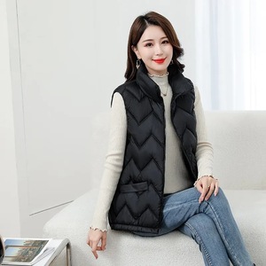 Automne hiver mi-âge femmes mode rembourré gilet gilet fermeture éclair poches <span class=keywords><strong>sans</strong></span> manches <span class=keywords><strong>matelassé</strong></span> <span class=keywords><strong>veste</strong></span> hauts chaud manteau gilet - Product Image 4
