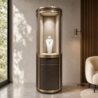 Vitrine de présentation de bijoux en verre incurvé avec éclairage LED pour magasin de bijoux, boutique, aménagement de magasin, vente en gros