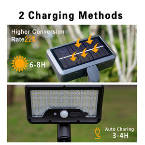 ไฟสวนพลังงานแสงอาทิตย์ LED 92ดวงไฟ LED ชนิด C เซ็นเซอร์เคลื่อนที่แบบชาร์จไฟได้ไฟรั้วพลังงานแสงอาทิตย์ - Product Image 3