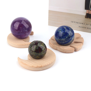 Wholesale Natural Wooden Crafts Carved Wooden Multiple Shapes <b>Crystal</b> Sphere Base Holders for Display - Product Image 2