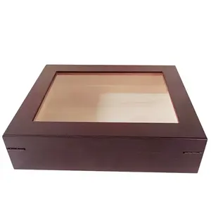 Wooden cigar packaging box, wooden box, cedar wood flip open window, portable, large capacity square Shaped cigarette box