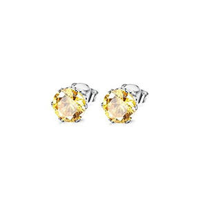 Pendientes de Cristal Amarillo E1177 con Engaste de Plata 925, Joyería Clásica Unisex para Uso Diario - Product Image 3