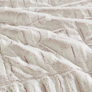 DB <b>Comforter</b> Mini <b>Set</b> Long Fur Woven Floral Striped Pattern Soft Polyester PVC Filling King Queen for Home Wedding Hospital - Product Image 6