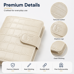Porta Pasaportes con Diseño de Cocodrilo en Crema, Funda de Viaje de Cuero PU para Boletos, Organizador de Documentos con Bloqueo RFID y Cierre Magnético - Product Image 4
