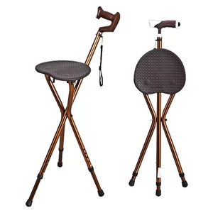 <span class=keywords><strong>Canne</strong></span> de marche pliable pour personnes âgées, chaise trépied avec siège intégré, portable pour la marche et le repos en extérieur des seniors - Product Image 1