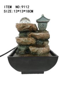 Fontaine d'eau intérieure miniature USB rocaille bassin pendentif d'eau avec fleur transportant bonsaï Sculpture résine décoration <span class=keywords><strong>de</strong></span> la maison - Product Image 6