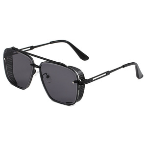Lunettes de <span class=keywords><strong>soleil</strong></span> métalliques de haute qualité, style steampunk, dorées, <span class=keywords><strong>miroir</strong></span>, carrées, à dessus plat, pour hommes - Product Image 1