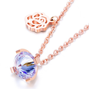 Collier pendentif en zircon en forme de goutte d'eau en or rose pour femmes, bijoux de mode, cadeau - Product Image 1