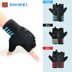 Shiwei Fitness Half-Finger <b>Gloves</b> Breathable Non-Slip Extended Wrist Support For Gym Outdoor Use - Product Image 2