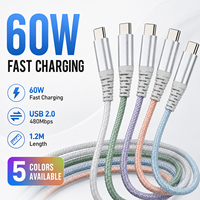 Câble USB-C vers USB-C 60W 1,2m PD 3A Charge Rapide USB 2.0 Tressé en Nylon pour Ordinateur Portable, Tablette, Téléphone – Fournisseur OEM ODM