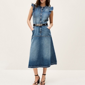 เดรสยีนส์แฟชั่นเก๋ไก๋ปี 2025 แขนกุด สไตล์ลำลองสำหรับผู้หญิง วินเทจ สตรีทแวร์ ลุคเรโทร ล้างสีสไตล์เก๋  แต่งระบาย  ดูสง่างาม - Product Image 1