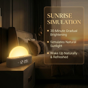 <span class=keywords><strong>Réveil</strong></span> intelligent et élégant avec lumière de <span class=keywords><strong>réveil</strong></span> technologique, design centré sur l'utilisateur, simulateur RGB ultime, horloge de chambre moderne - Product Image 2