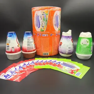 Fábrica de PVC de calor envoltura de manga etiquetas para detergente cuerpo botella limpiador