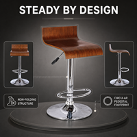Tabouret de bar pivotant et réglable en hauteur en bois courbé pour cuisine, café et îlot de bar – Mobilier de bar personnalisé