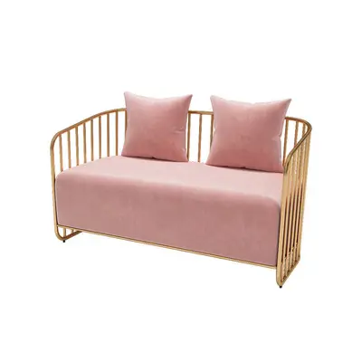 거실 라운지 핑크 레저 현대 의자 골드 금속 팔 소파 의자 호텔