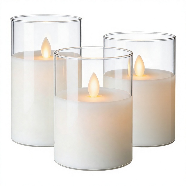 Wholesale Amber SkinLED Tea Lights 3 Set Flameless Remote Control Candles 8H Timer Flickering Flame Wedding/Party/Diwali Decor
