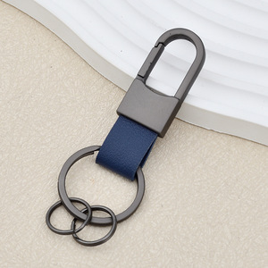 Gegraveerde leren auto sleutelhanger gepersonaliseerd mannen heuptasje sleutelhouder, zakelijke draagbare anti-val hanger met aangepast logo - Product Image 6