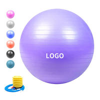 Balle de yoga professionnelle en PVC-55cm/65cm/75cm Couleurs personnalisées-Balle d'exercice anti-éclatement pour la naissance de Pilates-Fitness et entraînement à domicile