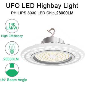 Para UL DLC Certified 200W UFO para LED High Bay Light 5000K 1-10V Dimmable AC100-277V con cable de gancho de 5 'para iluminación de almacén - Product Image 6