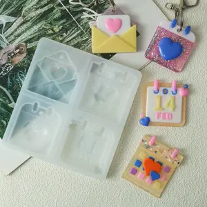 Bricolage goutte à goutte moule en plastique saint valentin pendentif porte-clés silicone moule sac accessoires pour transfrontalier