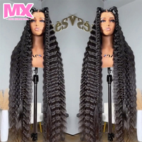 Pelucas de Cabello Humano de 40 Pulgadas, Sin Pegamento, con Frente de Encaje Transparente HD, Ondulado Profundo, Cabello Indio, Rizado, Remy, Peluca con Encaje HD 13x6