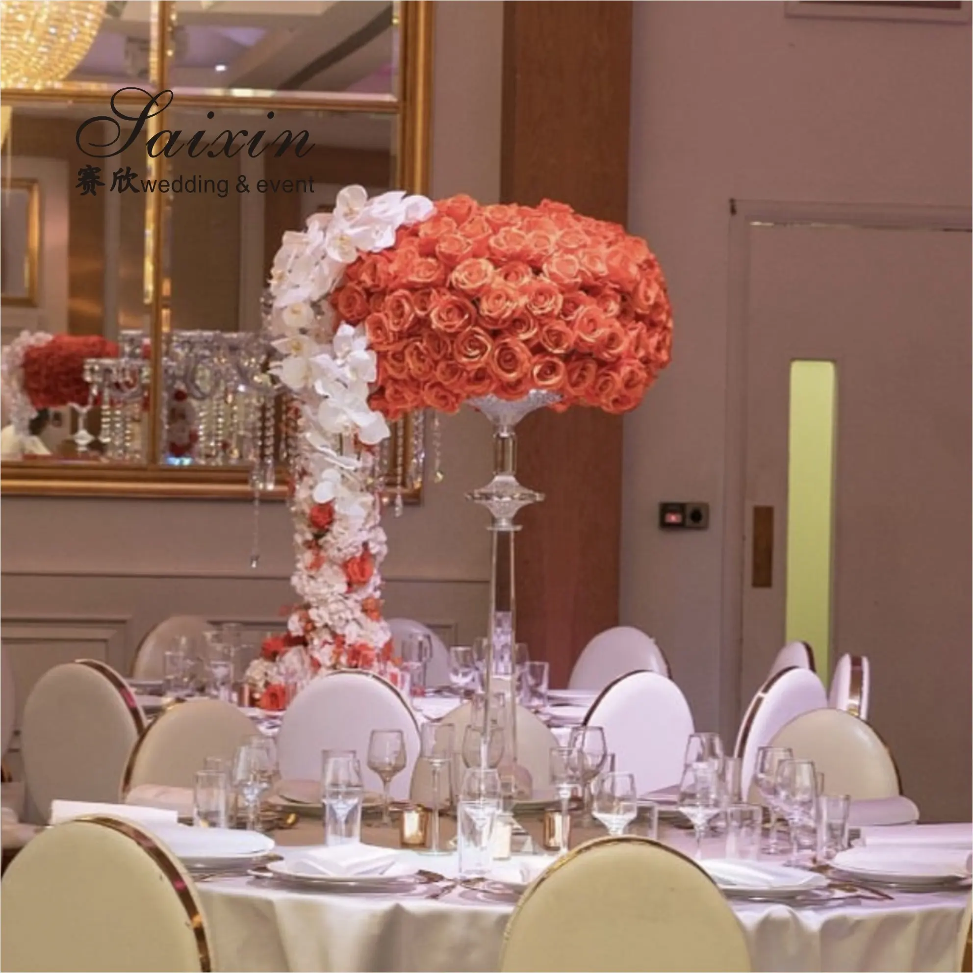 Chic Event Decoratie Centerpieces Tall Clear Crystal Bloem Stand Vaas Voor Bruiloften