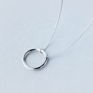 Thời trang đồ trang sức 925 Sterling Bạc Vòng Tròn Mặt Dây chuyền vòng cổ hình học Vòng Tròn Mặt dây chuyền vòng cổ - Product Image 5