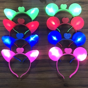 Glowing Cat <b>Ear</b> Headband Cartoon LED Light Up Party Accessory Youth Unisex Plastic - Product Image 1