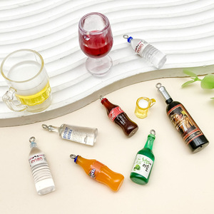 Abalorios en Miniatura de Alcohol y Bebidas |   Colgantes de Resina con Forma de Botella de Vino, Cerveza, Refresco y Vaso de Agua, Lindos Dijes de Bebidas para Hacer Joyería DIY - Product Image 1