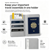 Portefeuille de voyage intelligent avec suivi GPS, compatible Apple Find My et Google Find My Device, blocage RFID, pour les voyages d'affaires